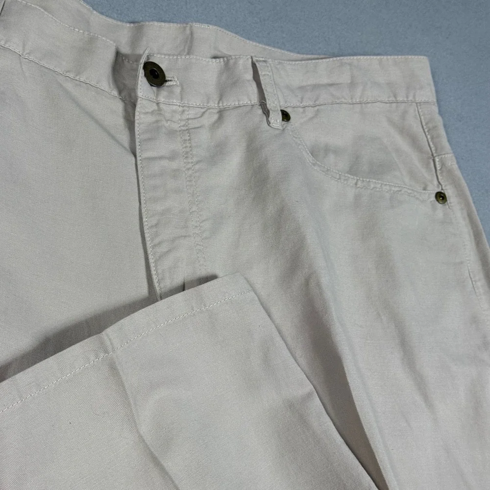 TailorByrd Collection Mens Beige Linen Cotton Blend Straight Leg Pants 40x32